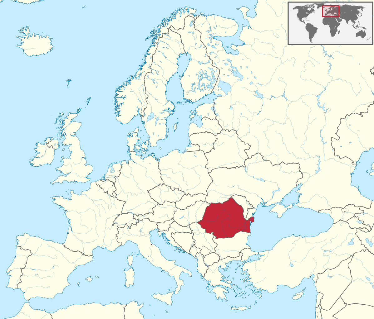 Romania in Europe map