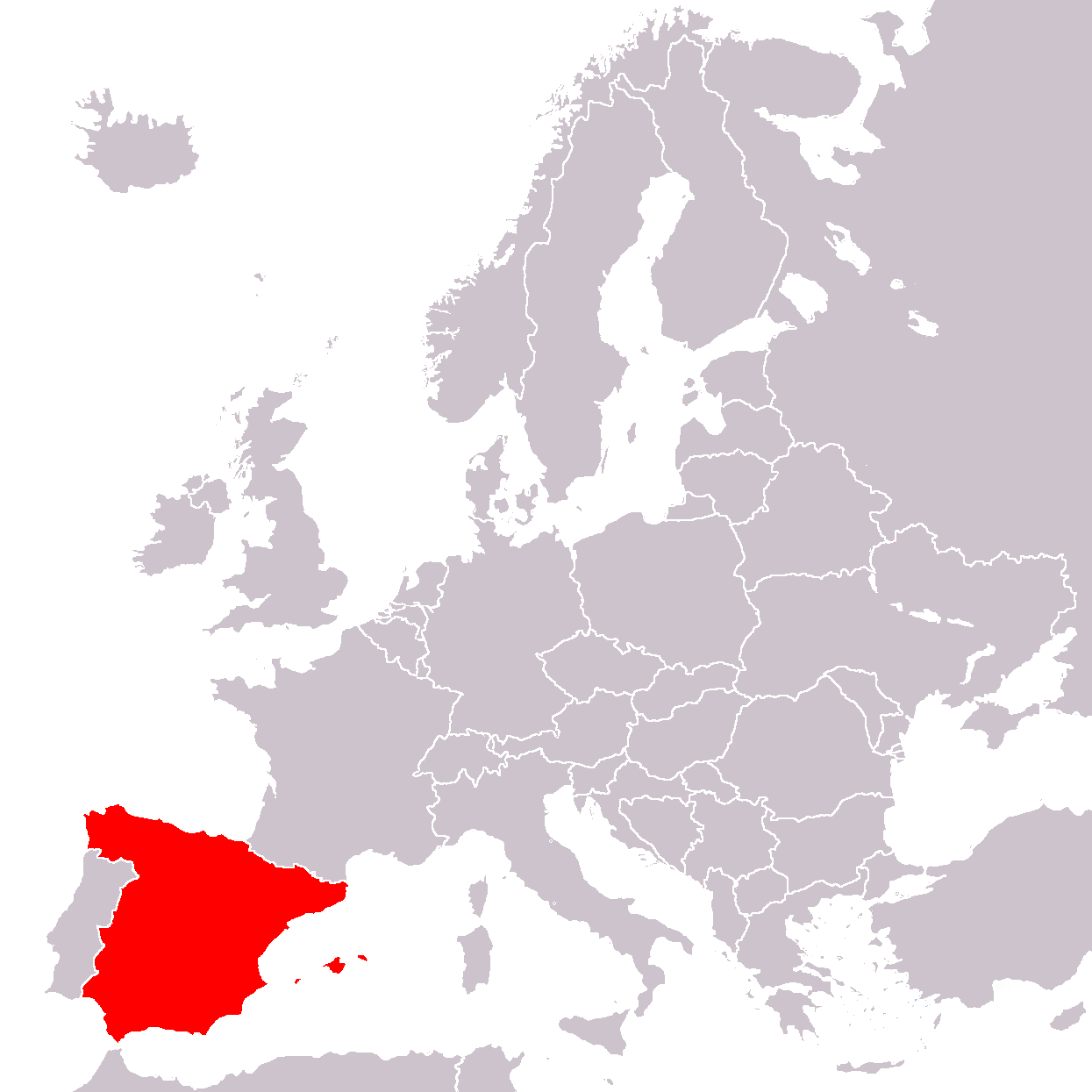 Spain in Europe map