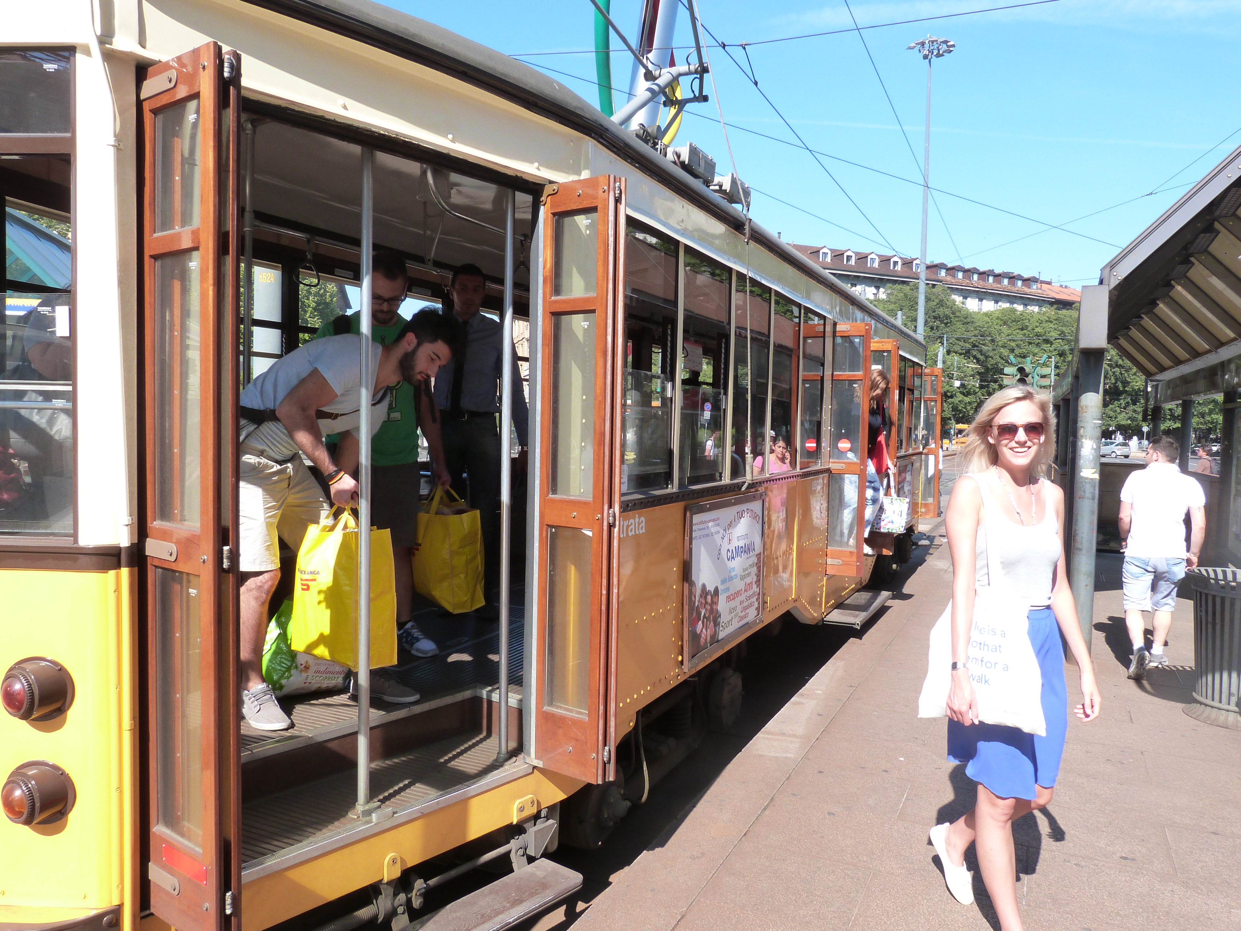 A tram we tried to pose against, but then opened its doors